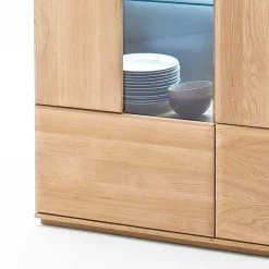 Wohnen Wohnraum Vitrinenschrank Pontros in Eiche Bianco teilmassiv