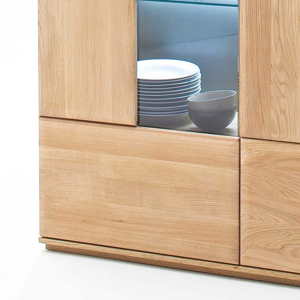 Wohnen Wohnraum Vitrinenschrank Pontros in Eiche Bianco teilmassiv