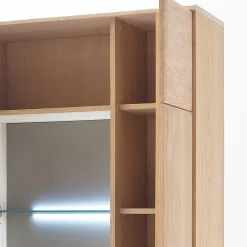 Wohnen Wohnraum Vitrinenschrank Pontros in Eiche Bianco teilmassiv
