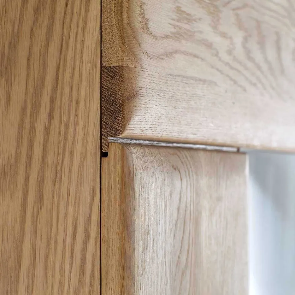 Wohnen Wohnraum Vitrinenschrank Pontros in Eiche Bianco teilmassiv