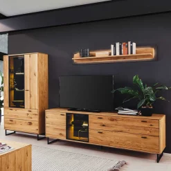 Wohnen Wohnwand für Wohnzimmer Set - Flacona (dreiteilig)