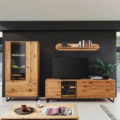 Wohnen Wohnwand für Wohnzimmer Set - Flacona (dreiteilig)