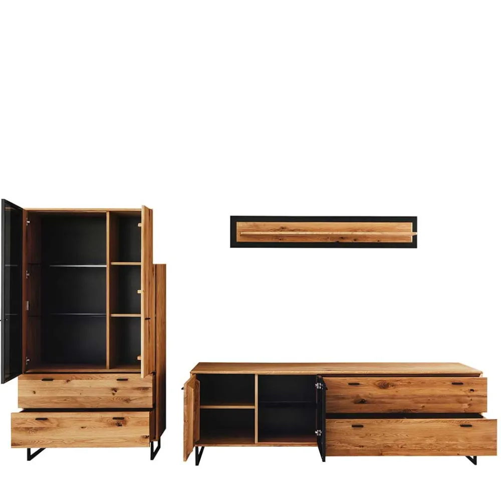 Wohnen Wohnwand für Wohnzimmer Set - Flacona (dreiteilig)