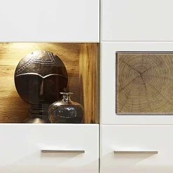 Wohnen Wohnwand Hängeschrank in Weiß Eiche - Lisepio