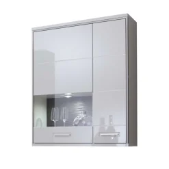 Wohnen Wohnwand Hängevitrine Tacroma in Weiß Hochglanz