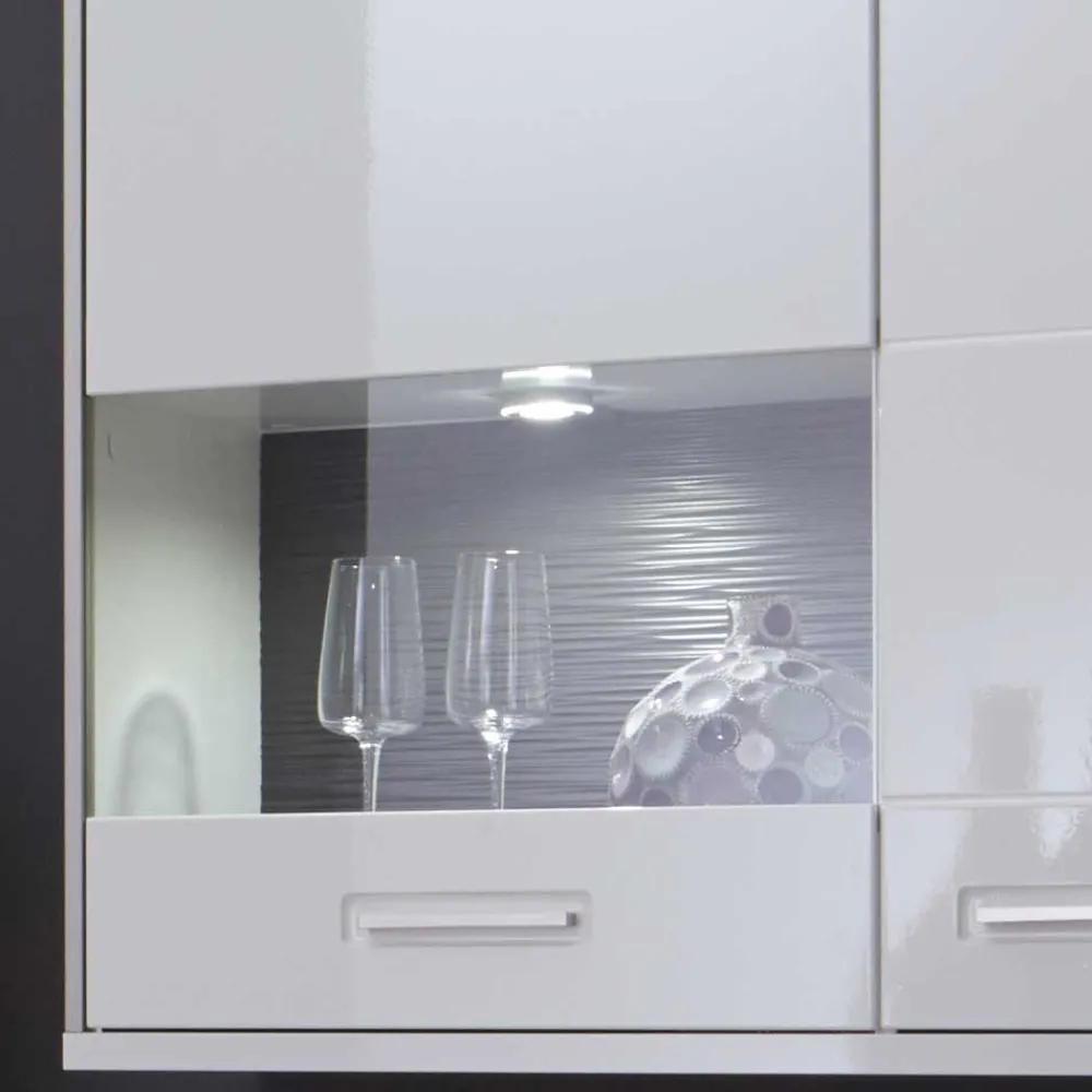 Wohnen Wohnwand Hängevitrine Tacroma in Weiß Hochglanz
