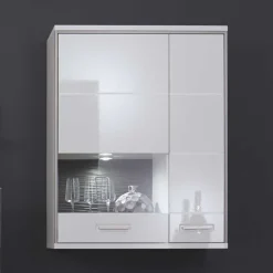 Wohnen Wohnwand Hängevitrine Tacroma in Weiß Hochglanz