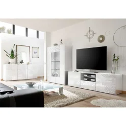 Wohnen Wohnwände|Wohnwand*Wohnwand Hochglanz in Weiß - Vascaub (dreiteilig)