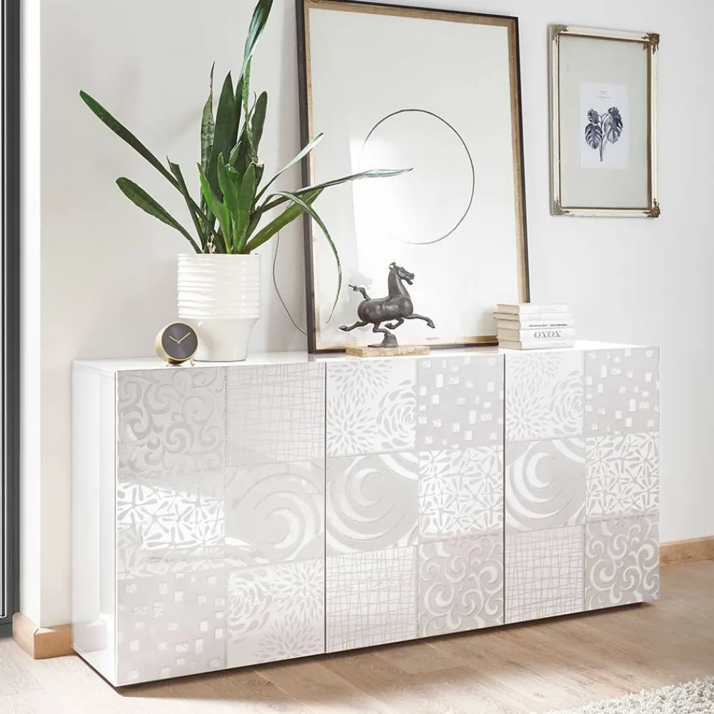 Wohnen Wohnwände|Wohnwand*Wohnwand Hochglanz in Weiß - Vascaub (dreiteilig)