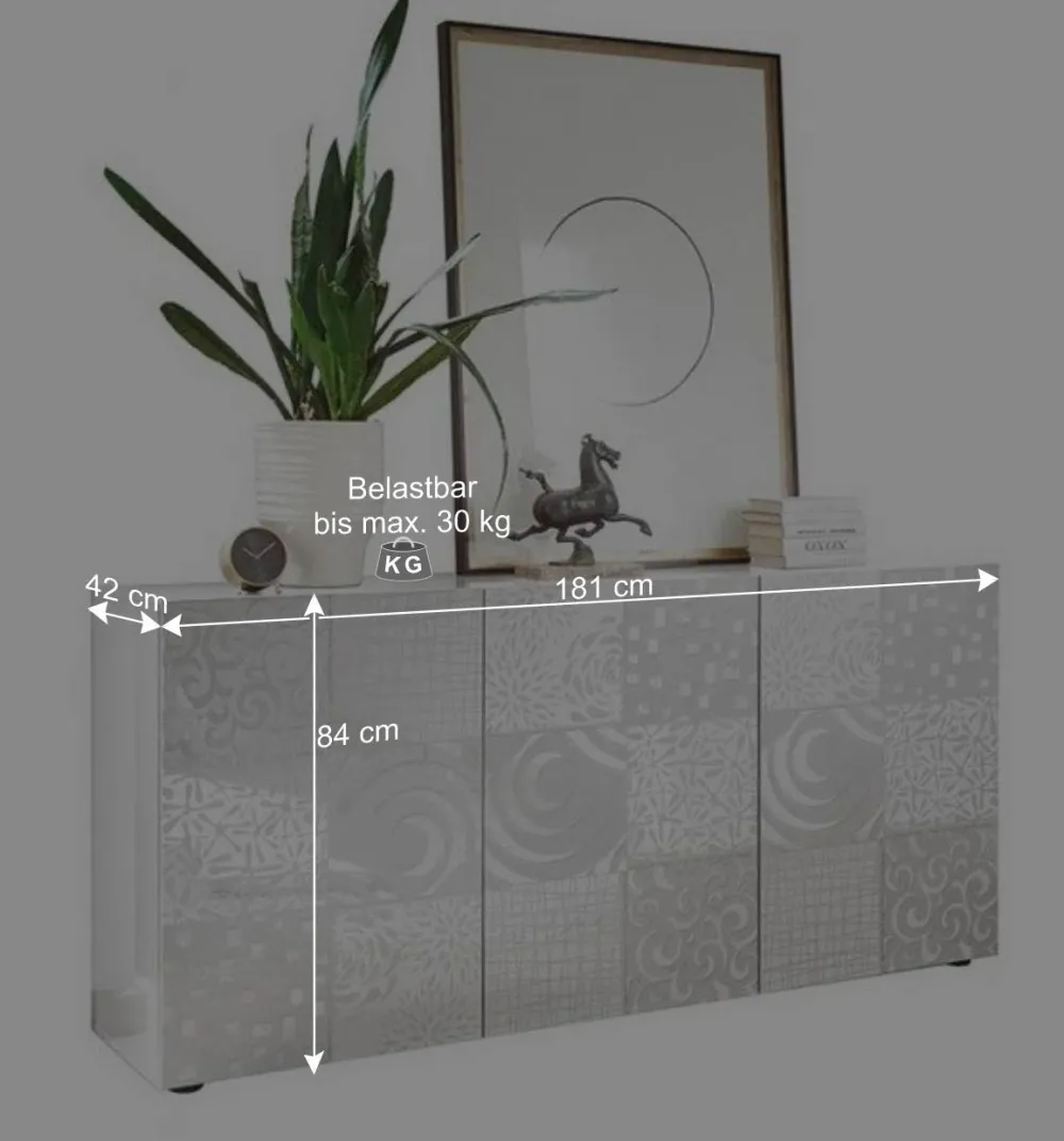 Wohnen Wohnwände|Wohnwand*Wohnwand Hochglanz in Weiß - Vascaub (dreiteilig)