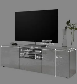 Wohnen Wohnwände|Wohnwand*Wohnwand Hochglanz in Weiß - Vascaub (dreiteilig)