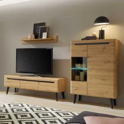 Wohnen Wohnwand im Skandi Look Set - Olcian (dreiteilig)