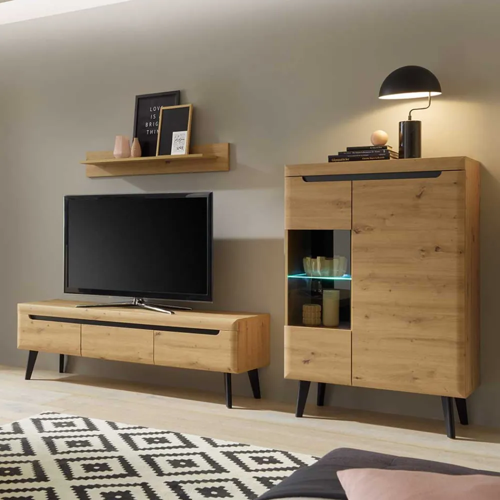 Wohnen Wohnwand im Skandi Look Set - Olcian (dreiteilig)