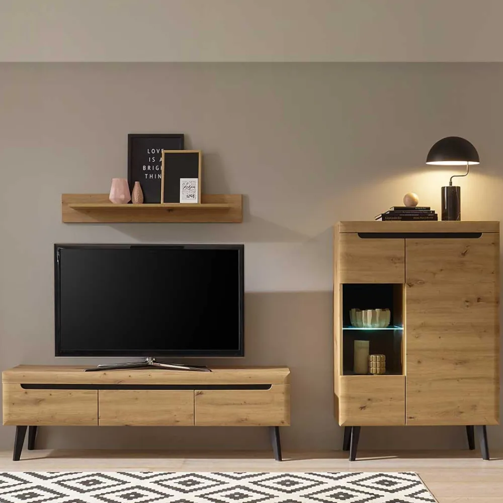 Wohnen Wohnwand im Skandi Look Set - Olcian (dreiteilig)