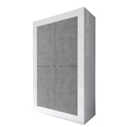 Wohnen Wohnwände|Wohnwand*Wohnwand in Beton Optik & Weiß HG - Narandu (dreiteilig)