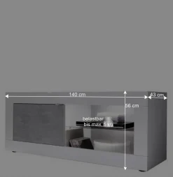 Wohnen Wohnwände|Wohnwand*Wohnwand in Beton Optik & Weiß HG - Narandu (dreiteilig)