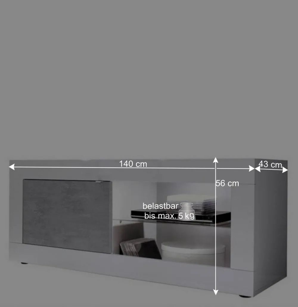 Wohnen Wohnwände|Wohnwand*Wohnwand in Beton Optik & Weiß HG - Narandu (dreiteilig)