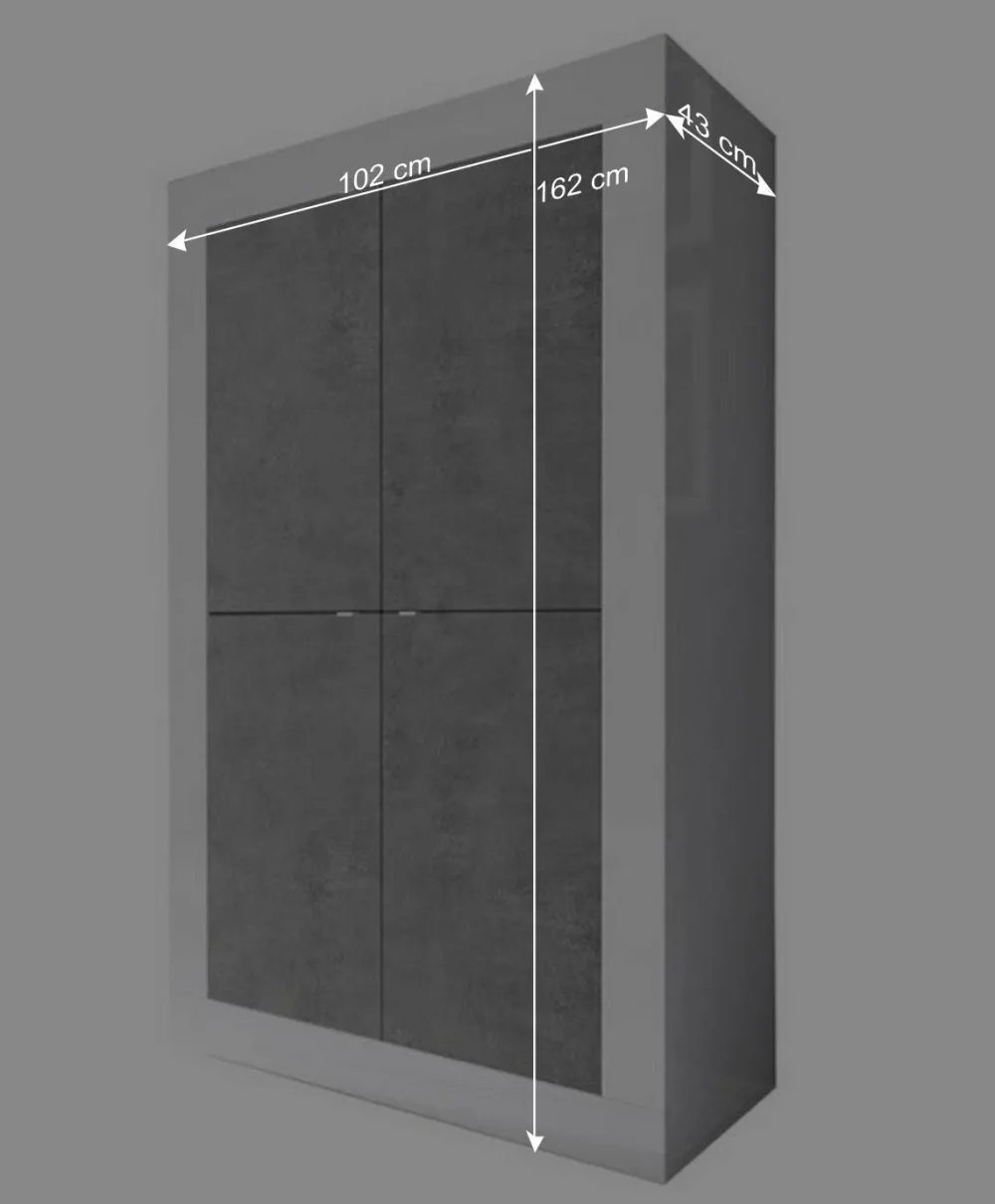 Wohnen Wohnwände|Wohnwand*Wohnwand in Beton Optik & Weiß HG - Narandu (dreiteilig)