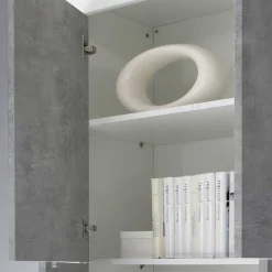 Wohnen Wohnwände|Wohnwand*Wohnwand in Beton Optik & Weiß HG - Narandu (dreiteilig)