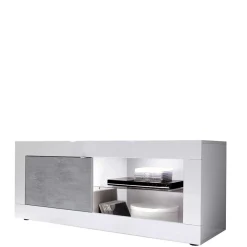 Wohnen Wohnwände|Wohnwand*Wohnwand in Beton Optik & Weiß HG - Narandu (dreiteilig)