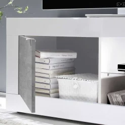 Wohnen Wohnwände|Wohnwand*Wohnwand in Beton Optik & Weiß HG - Narandu (dreiteilig)