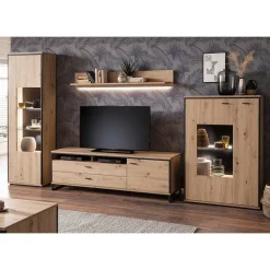 Wohnen Wohnwand in Eicheoptik - Nikdus (vierteilig)