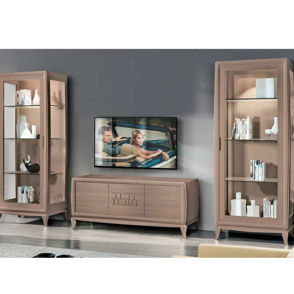 Wohnen Wohnwand in Esche Dunkel - Lacruzira (dreiteilig)