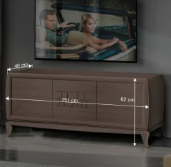 Wohnen Wohnwand in Esche Dunkel - Lacruzira (dreiteilig)