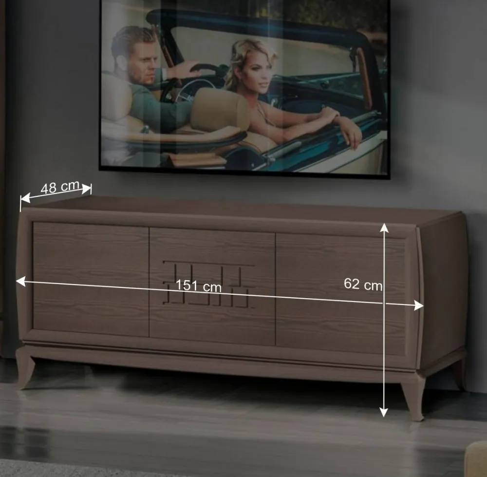 Wohnen Wohnwand in Esche Dunkel - Lacruzira (dreiteilig)