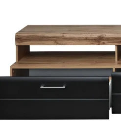 Wohnen Wohnwände|Wohnwand*Wohnwand in Schwarz & Wildeiche - Kandu (fünfteilig)