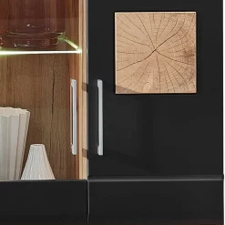 Wohnen Wohnwände|Wohnwand*Wohnwand in Schwarz & Wildeiche - Kandu (fünfteilig)