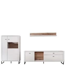 Wohnen Wohnwand in Weiß mit Wildeiche - Varzino (dreiteilig)