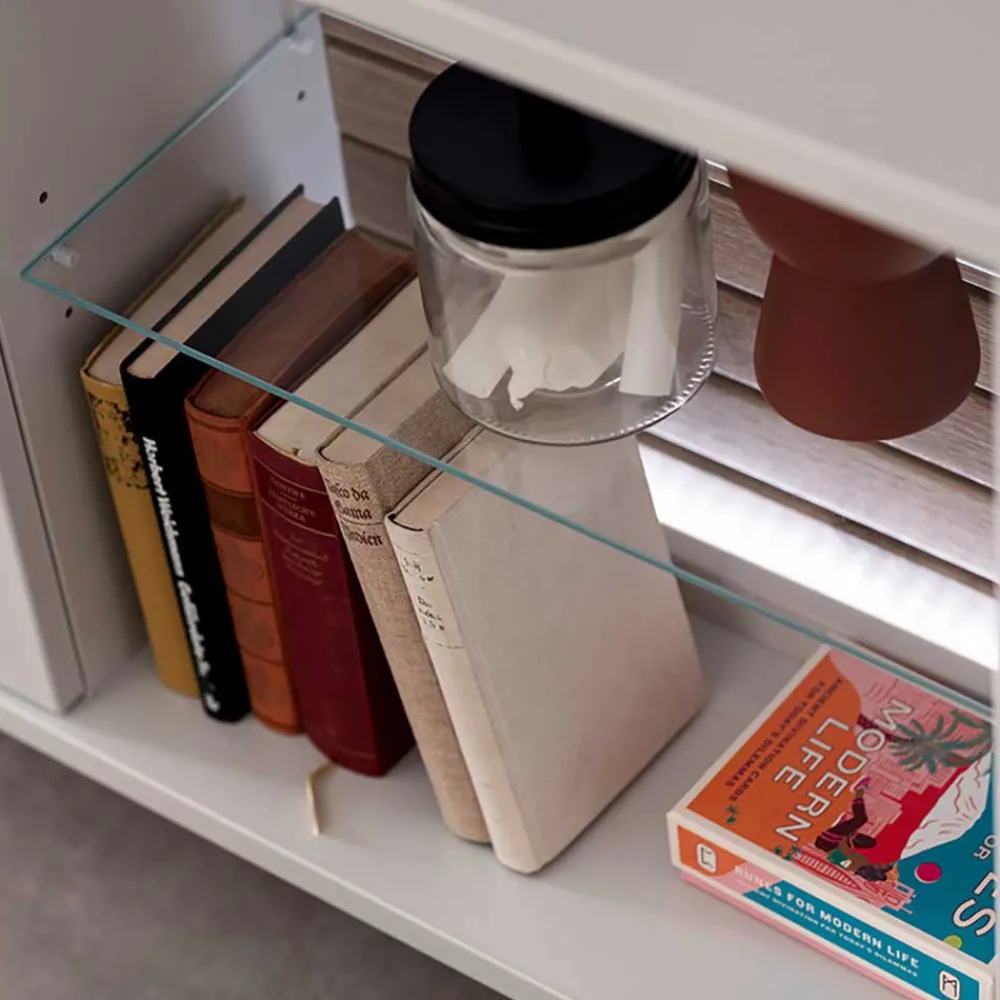 Wohnen Wohnwand in Weiß mit Wildeiche - Varzino (dreiteilig)