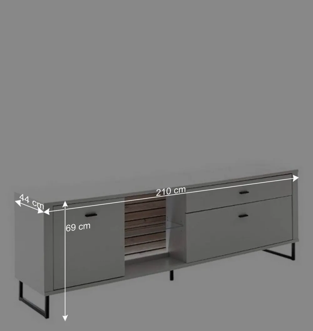 Wohnen Wohnwand in Weiß mit Wildeiche - Varzino (dreiteilig)