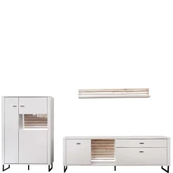 Wohnen Wohnwand in Weiß mit Wildeiche - Varzino (dreiteilig)