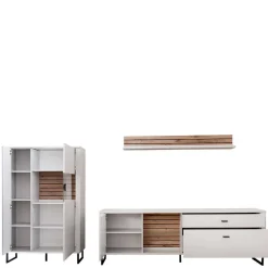 Wohnen Wohnwand in Weiß mit Wildeiche - Varzino (dreiteilig)