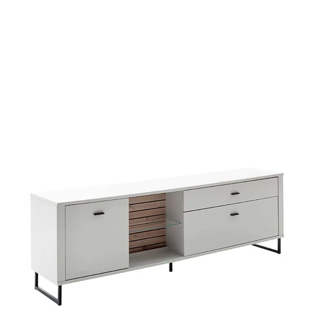 Wohnen Wohnwand in Weiß mit Wildeiche - Varzino (dreiteilig)