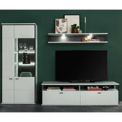 Wohnen Wohnwand in Weiß und Schwarzgrau - Loazin (dreiteilig)