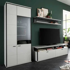 Wohnen Wohnwand in Weiß und Schwarzgrau - Loazin (dreiteilig)