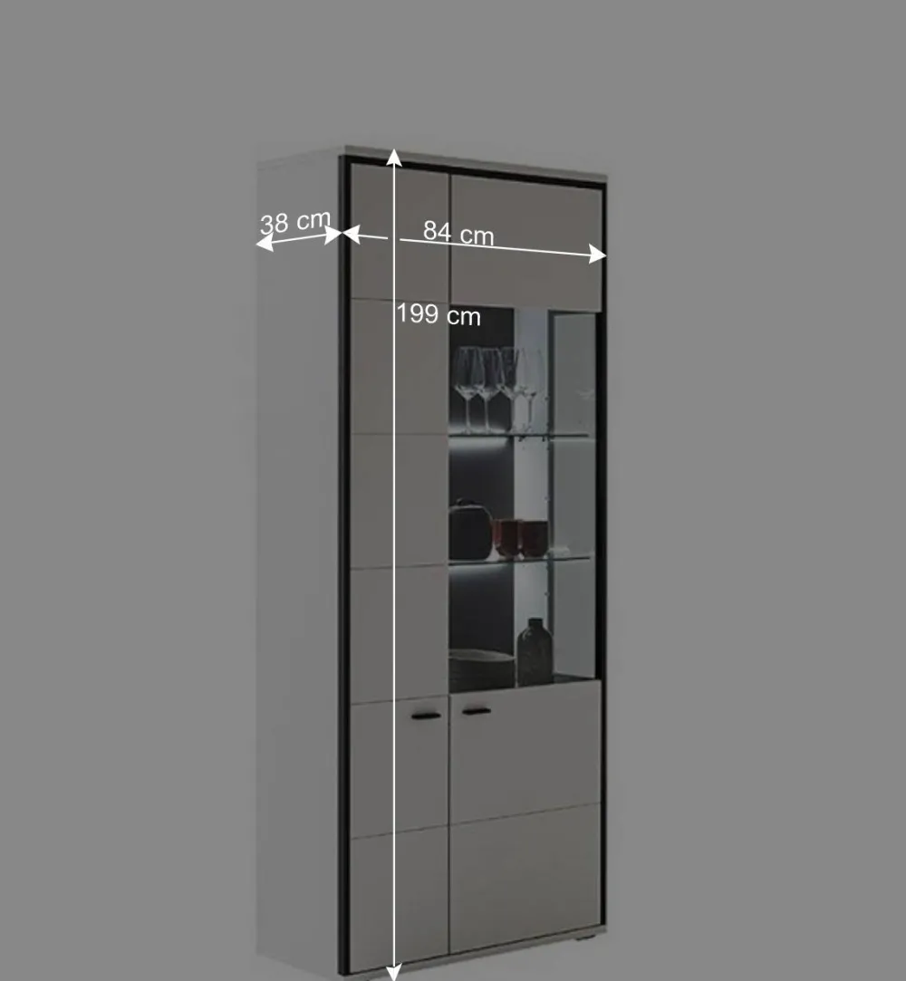 Wohnen Wohnwand in Weiß und Schwarzgrau - Loazin (dreiteilig)