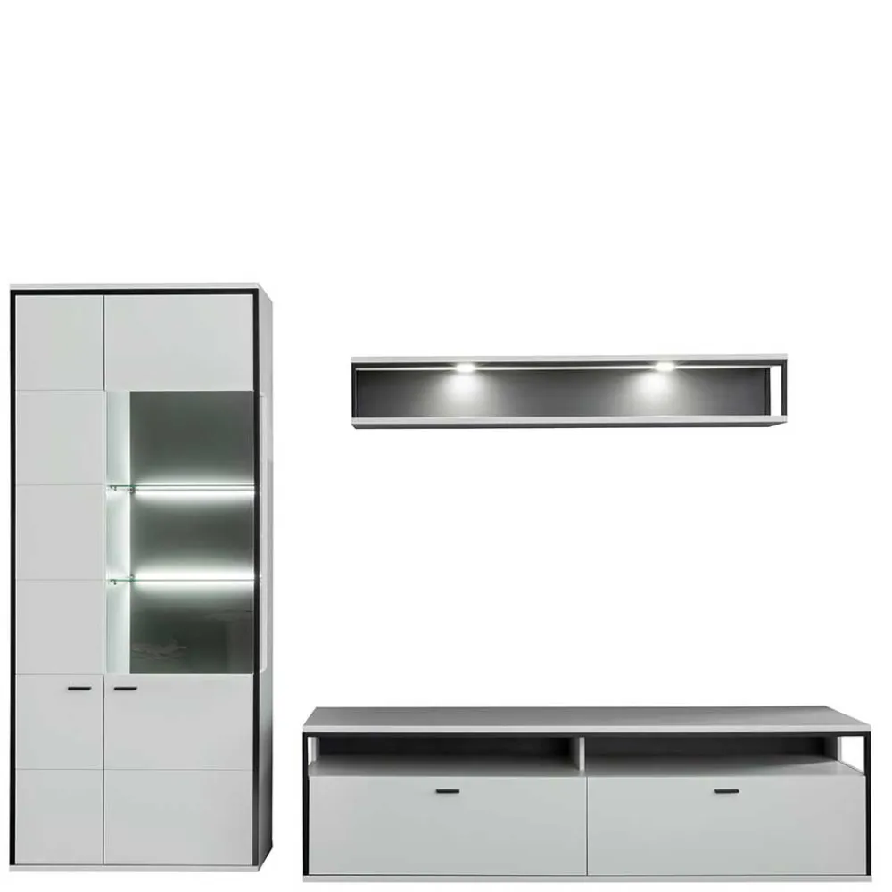 Wohnen Wohnwand in Weiß und Schwarzgrau - Loazin (dreiteilig)