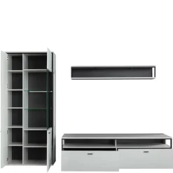 Wohnen Wohnwand in Weiß und Schwarzgrau - Loazin (dreiteilig)