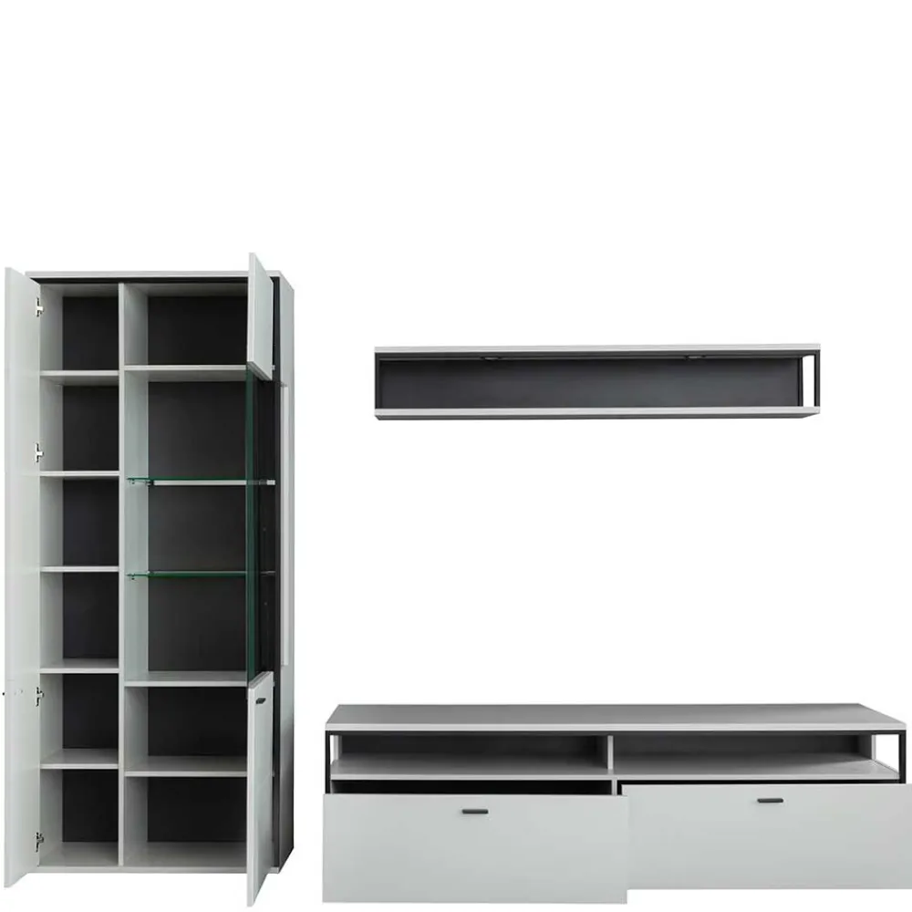 Wohnen Wohnwand in Weiß und Schwarzgrau - Loazin (dreiteilig)