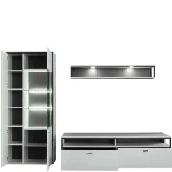 Wohnen Wohnwand in Weiß und Schwarzgrau - Loazin (dreiteilig)