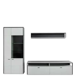 Wohnen Wohnwand in Weiß und Schwarzgrau - Loazin (dreiteilig)