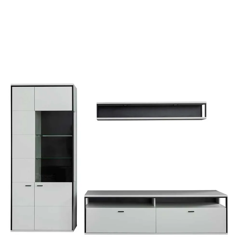 Wohnen Wohnwand in Weiß und Schwarzgrau - Loazin (dreiteilig)