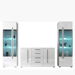 Wohnen Wohnwände|Wohnwand*Wohnwand Jetongos in Hochglanz Weiß (dreiteilig)