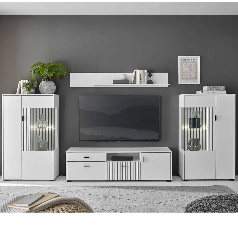 Wohnen Wohnwand Kombination in Weiß - Dualkos (vierteilig)