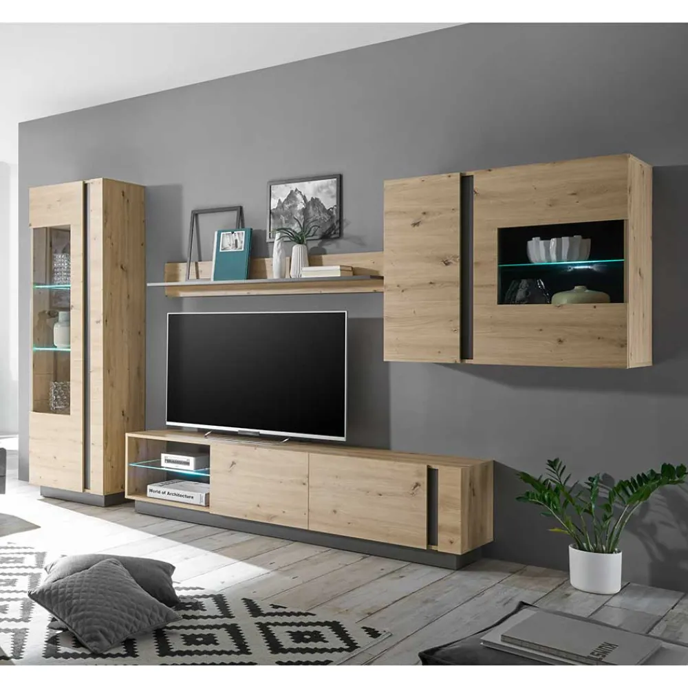 Wohnen Wohnwand Kombination modern - Lairian (vierteilig)