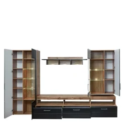 Wohnen Wohnwand Möbel in Schwarz & Wildeiche - Kandu (fünfteilig)